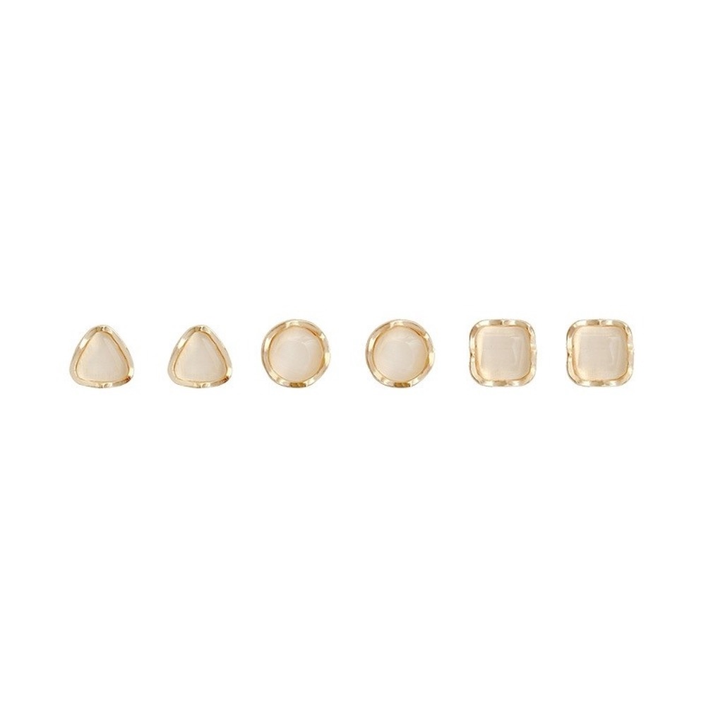 Set 6 Khuyên Tai Đá Opal Đơn Giản Thời Trang Hàn Quốc