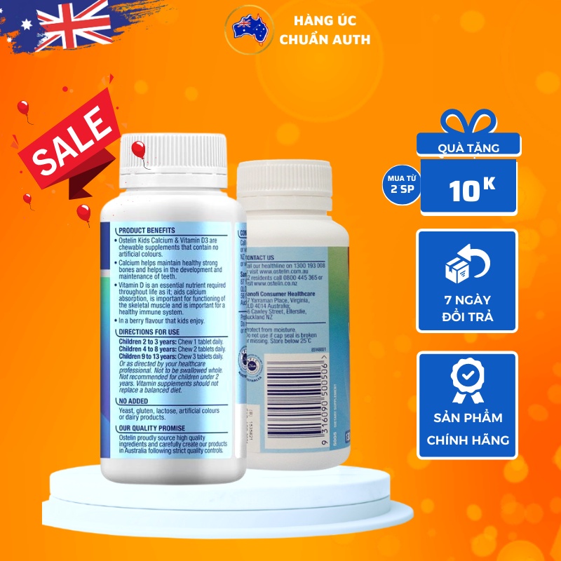 Viên uống Canxi bầu Úc và Vitamin D3 Ostelin Calcium & Vitamin D3 130 viên