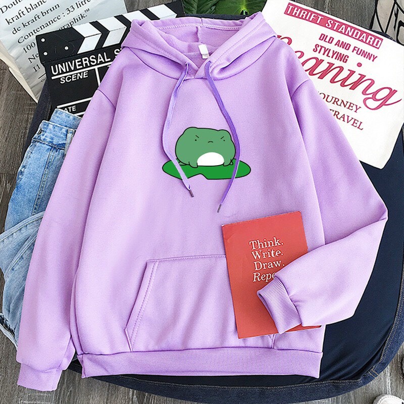 ÁO HOODIE ĐỘI NÓN CÓ TÚI IN HÌNH CHÚ ẾCH NGỒI LÁ SEN CỰC HOT