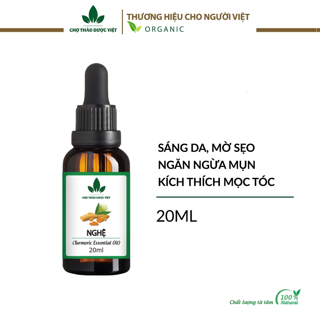 Tinh dầu Nghệ 20ml, sáng da, mờ nám, sẹo thâm, vết chân chim, đồi mồi - Chợ Thảo Dược Việt