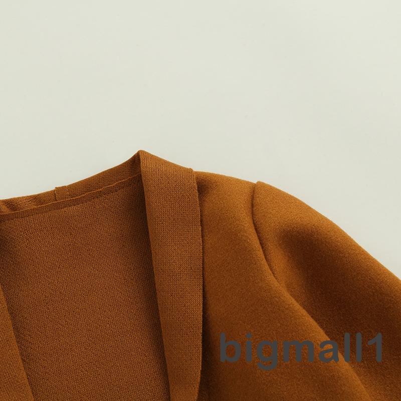 Áo khoác cardigan tay dài màu trơn hở phía trước có túi màu xanh lục/đen/nâu tùy chọn cho bé gái