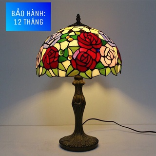Đèn Tiffany Đoá Hoa Hồng BUNGARY Phong Cách Vintage - Đèn kèm bóng ( Tiffany Style Table Lamp - Lamp With Bulb )
