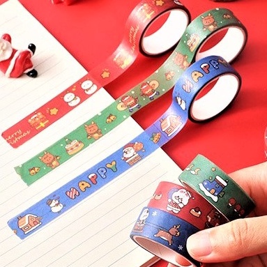 WASHI TAPE CUTE CHỦ ĐỀ NOEL, CHRISTMAS HÌNH BÁNH QUY, NGƯỜI TUYẾT, TUẦN LỘC