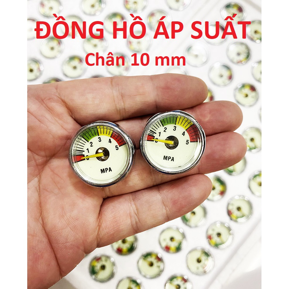 Đồng Hồ Đo Áp Suất Bình Chữa Cháy ( Phát Quang trong bóng tối ) - chân 10mm - 5MPa (Nhỏ) ( mặt Trắng nhiều màu) pkb