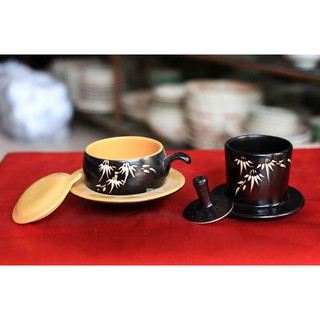 Phin cafe thấp khắc trúc men gốm