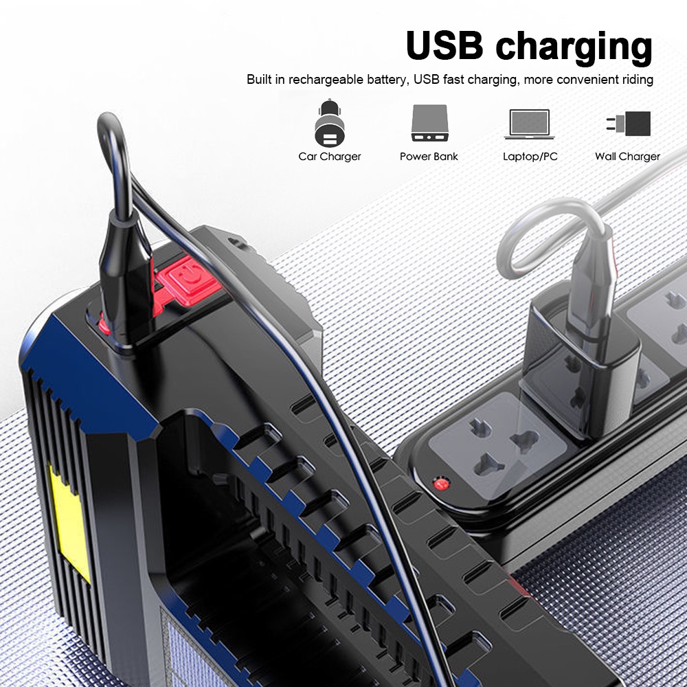 Đèn Pin Năng Lượng Mặt Trời 8LED COB / USB 4 Chế Độ Sáng Đa Năng Chống Thấm Nước Cho Hoạt Động Ngoài Trời