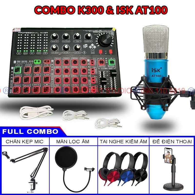Combo Sound Card K300 Autotune Và Micro Thu Âm ISK At100 Livestream Chuyên Nghiệp