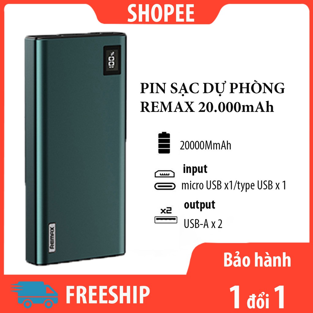 [Mã 159ELSALE hoàn 7% xu đơn 300K] [BH 12T] Pin sạc dự phòng Remax RPP8 20000mah cao cấp sạc nhanh cùng lúc 3 thiết bị