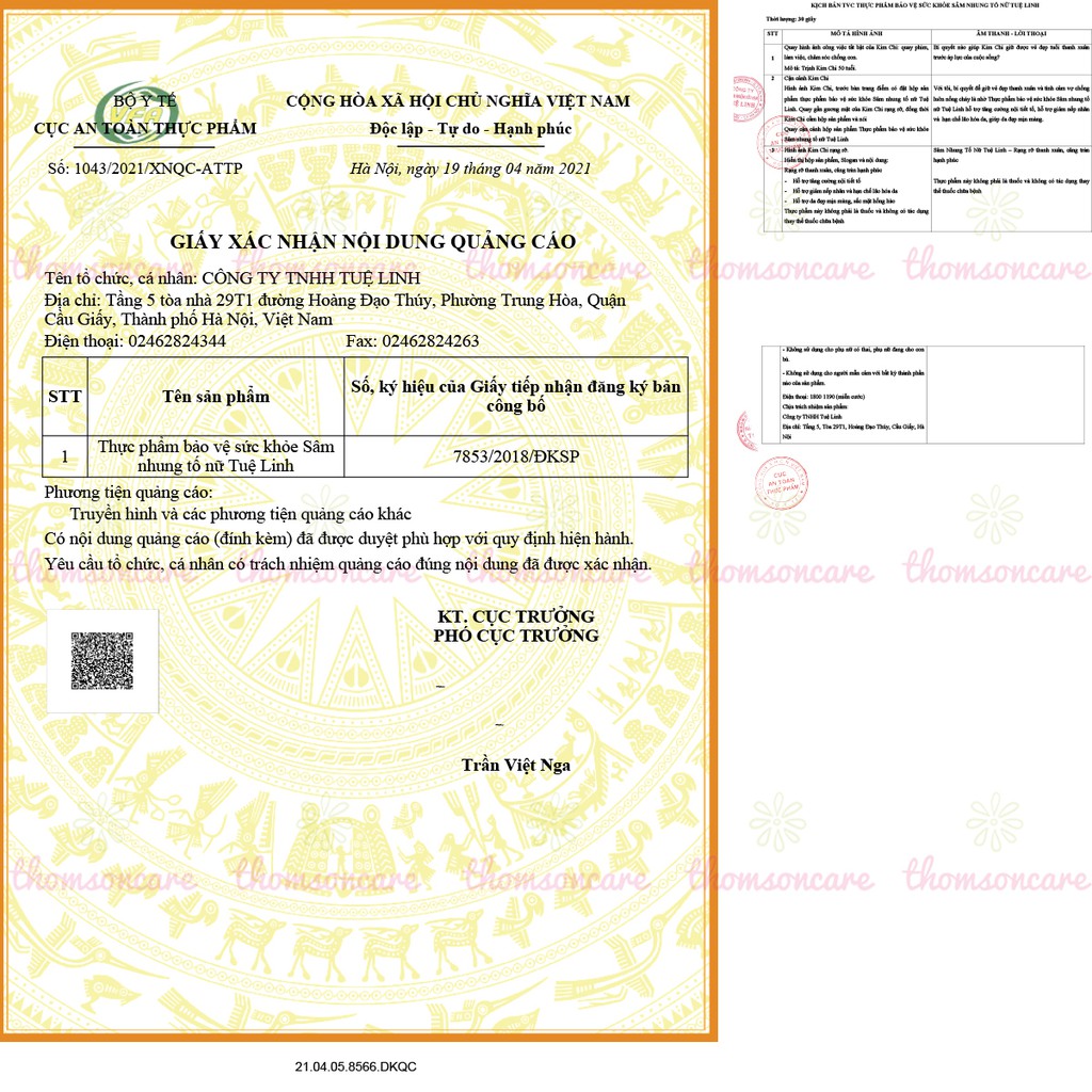 Sâm nhung tố nữ Tuệ Linh - Lọ 30 viên Bổ sung nội tiết tố, hồi xuân, giảm lão hóa, đẹp da cho phụ nữ tiền mãn kinh | Thế Giới Skin Care