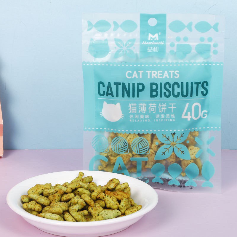 [HÀ NỘI] Bánh Cá Biscuits Catnip 40g Giảm Búi Lông Viêm Răng Hôi Miệng Cho Mèo