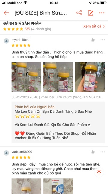 [ĐỦ SIZE] Bình Sữa Thủy Tinh Pigeon Cổ Rộng Cao Cấp 160ml/240ml