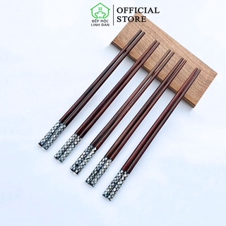 Đũa Gỗ Trắc Tự Nhiên Cẩn Xà Cừ Hình Vảy Rồng HAHANCO [CTL757]