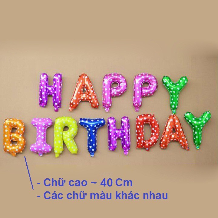 Set 13 bóng bay chữ Happy Birthday - Trang trí bánh kem, trang trí bánh Gato, trang trí bánh sinh nhật