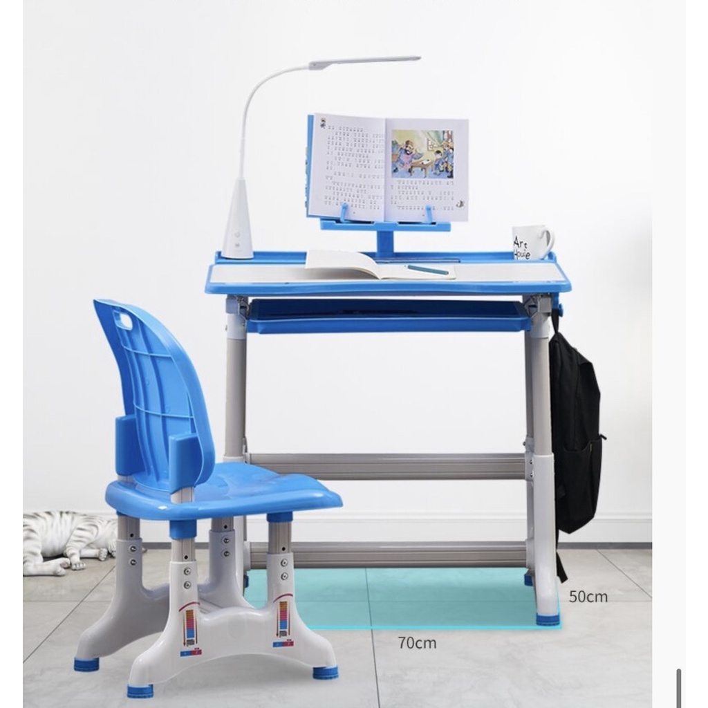Bàn ghế học chống cận chống gù bàn thông minh có điều chỉnh chiều cao góc nghiêng cho bé có giá sách ngăn kéo SKYA B021