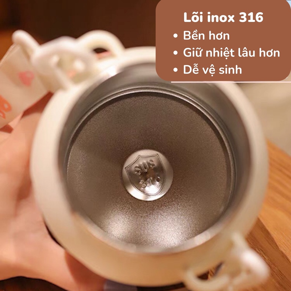 Bình giữ nhiệt cho bé cute hoạt hình inox 316 dung tích 780ml kiểu dáng dễ thương quà tặng khắc tên