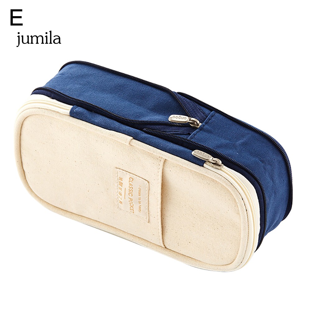 Túi đựng bút khóa kéo bằng vải canvas sức chứa lớn