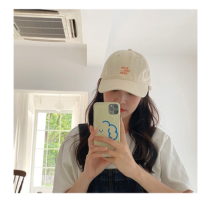 Mũ lưỡi trai bằng cotton mềm mại thêu chữ dễ thương dành cho cả nam và nữ