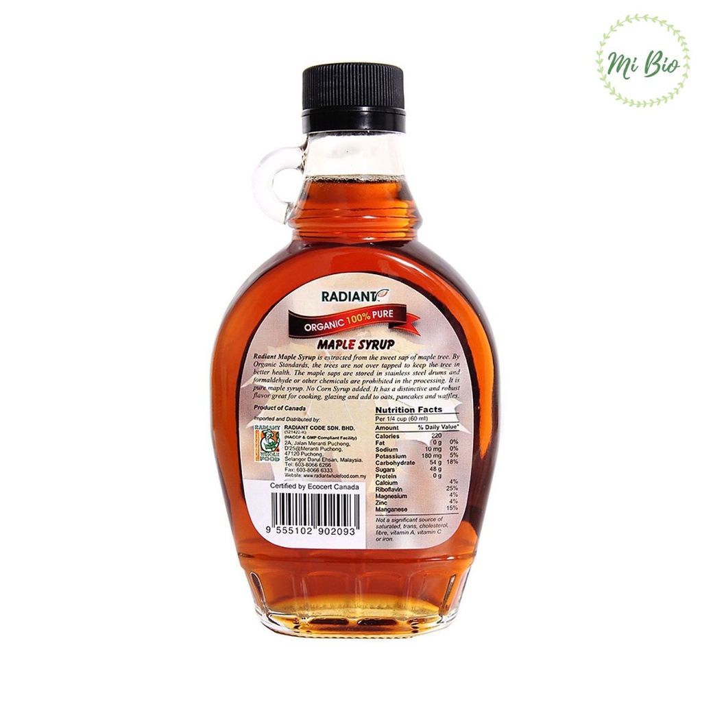 Maple Syrup (Si rô) cây phong hữu cơ lớp A 250ml - Radiant