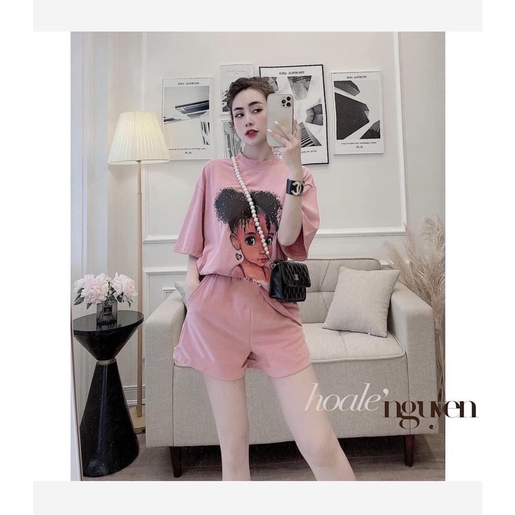 Set Bộ Cotton Đùi In Hình Cô Gái Nhí Nhảnh - SBN_112