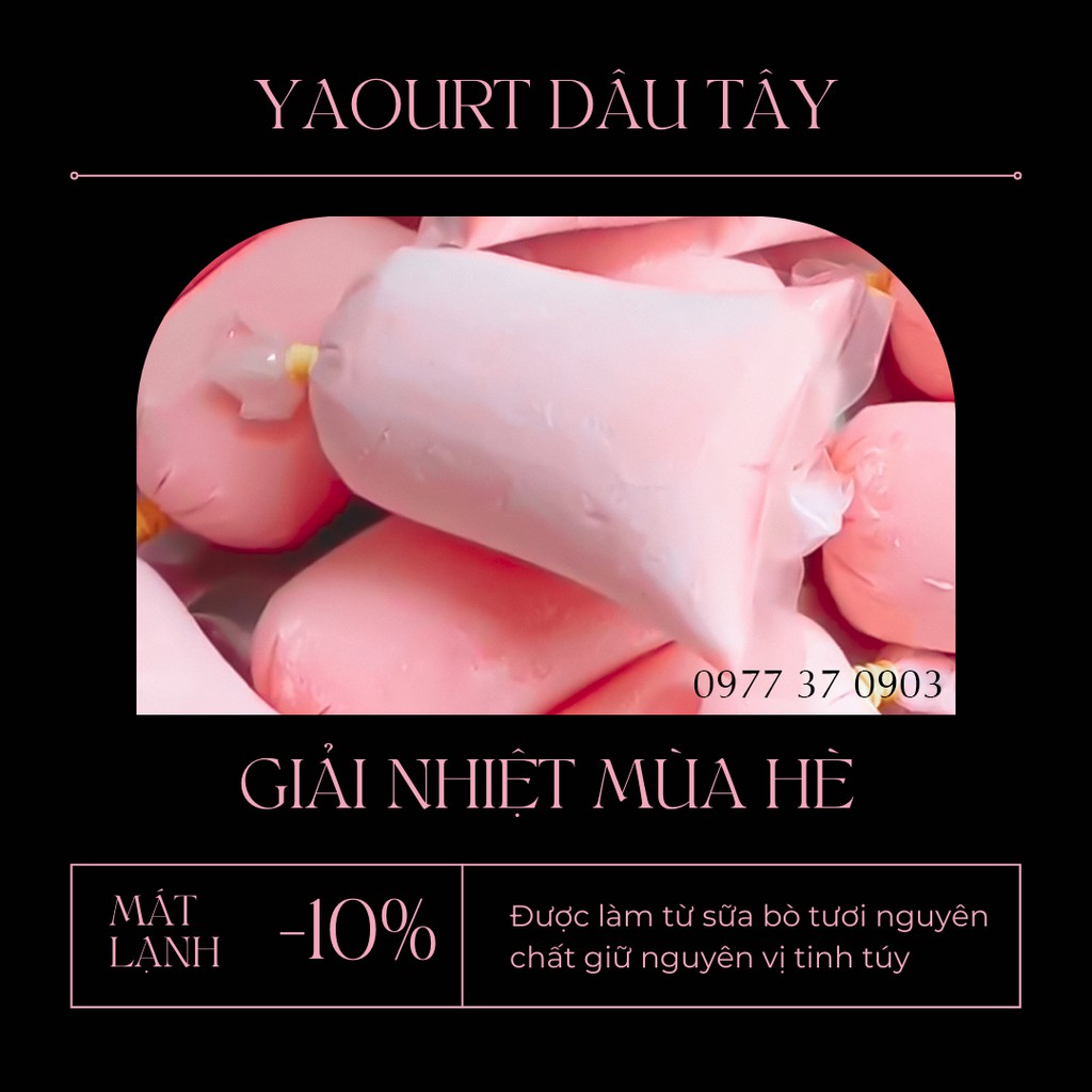 Yaourt Dâu Tây (sữa chua bịch) nhà làm - 100% từ sữa bò tươi nguyên chất và chanh dây tự nhiên