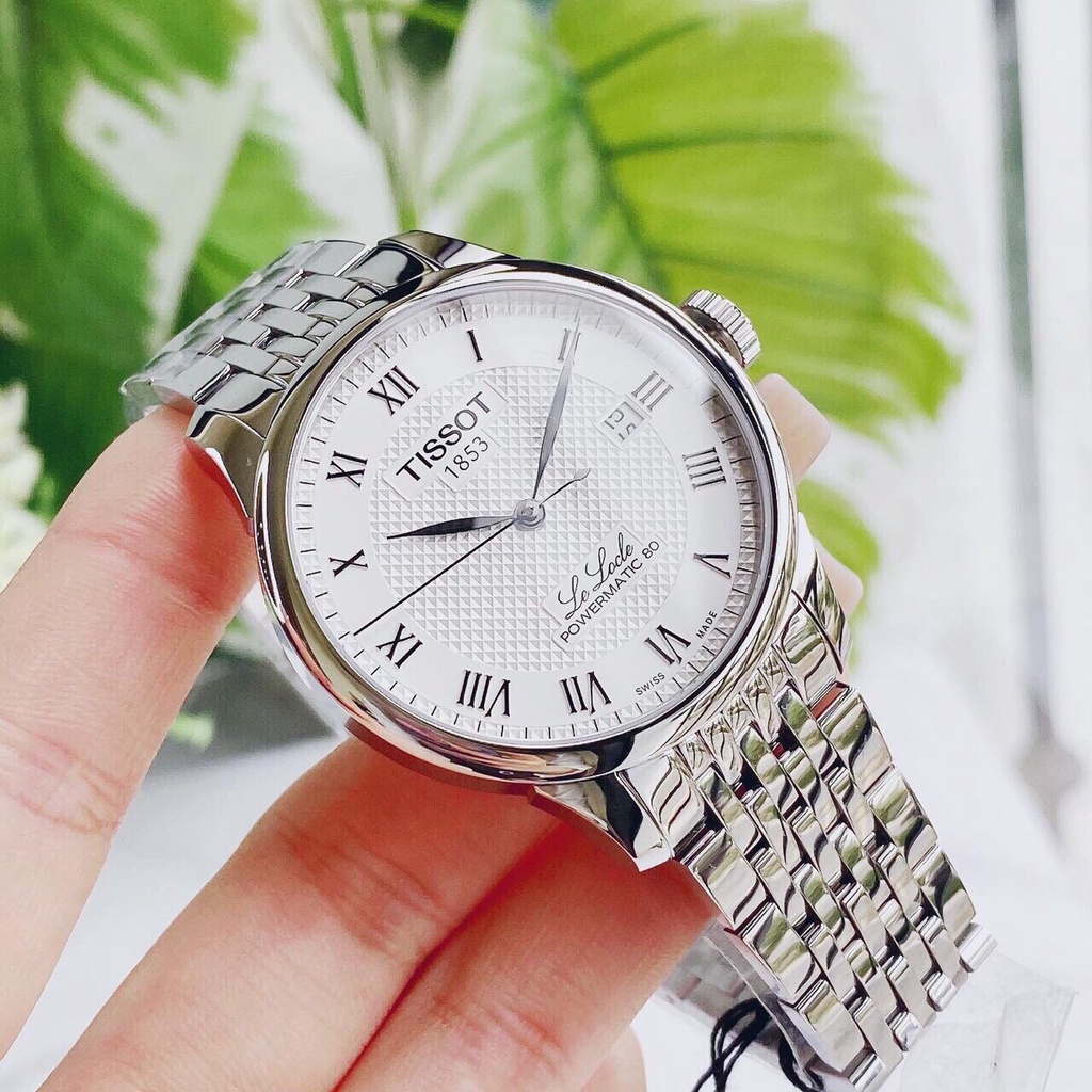 Đồng hồ Nam chính hãng Tissot 1853 Le Locle Powermatic 80 T006.407.11.033.00 Size 40,Mặt trắng,Lịch-Máy cơ-Dây kim loại
