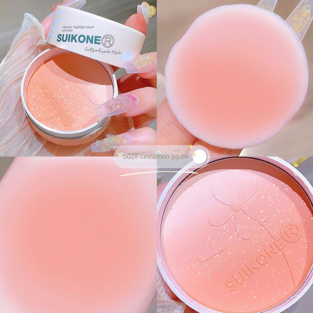 Bảng Phấn Má Hồng SUIKONE Hai Màu Trang Điểm Bắt Sáng