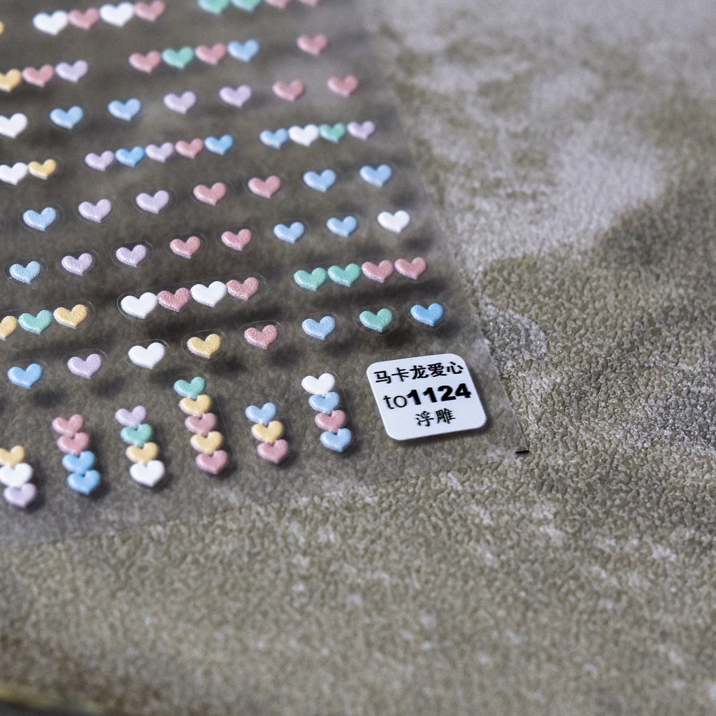 1 Tờ Miếng Dán Trang Trí Móng Tay Hình Trái Tim 3D Dễ Thương