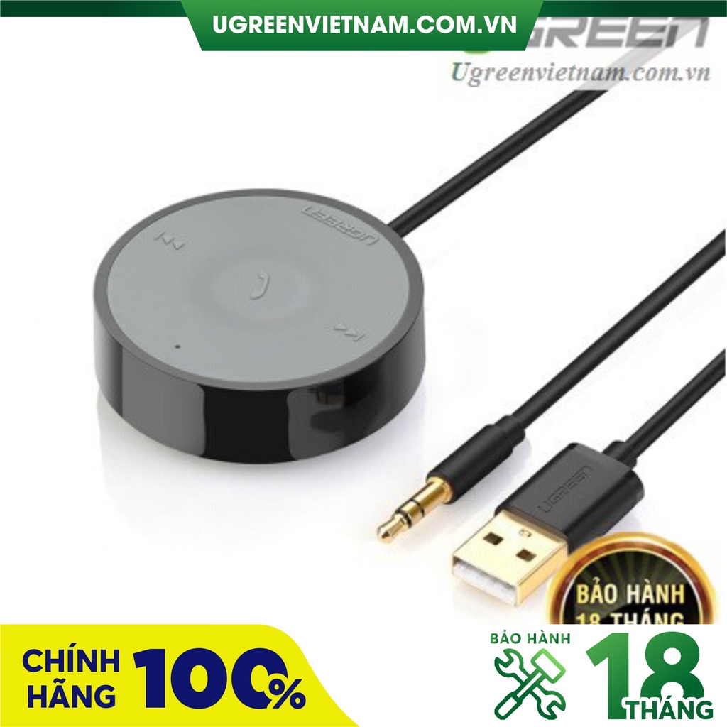 Thiết bị kết nối Bluetooth 4.1 cho điện thoại trên ô tô hỗ trợ 3.5mm và Microphone chính hãng Ugreen 30447