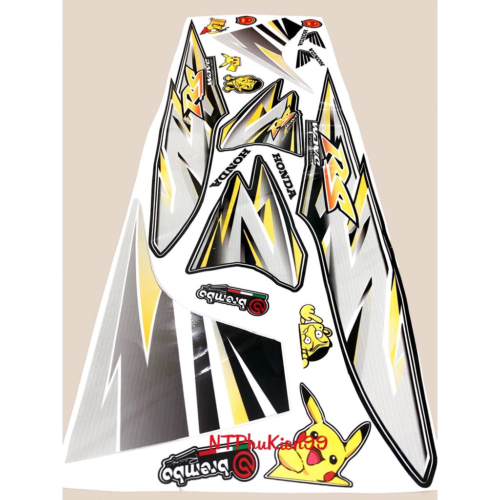 Tem rời Wave Alpha 50cc-100cc-110cc MẪU RS Màu Vàng.3 Lớp Siêu Đẹp