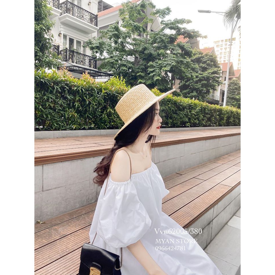 (QUÀ TẶNG LÀ SỮA TẮM) váy trễ vai 💚đầm nữ babydoll dáng xuông cực xinh, phong cách tiểu thư vintage,hót 2021 MAGIDO