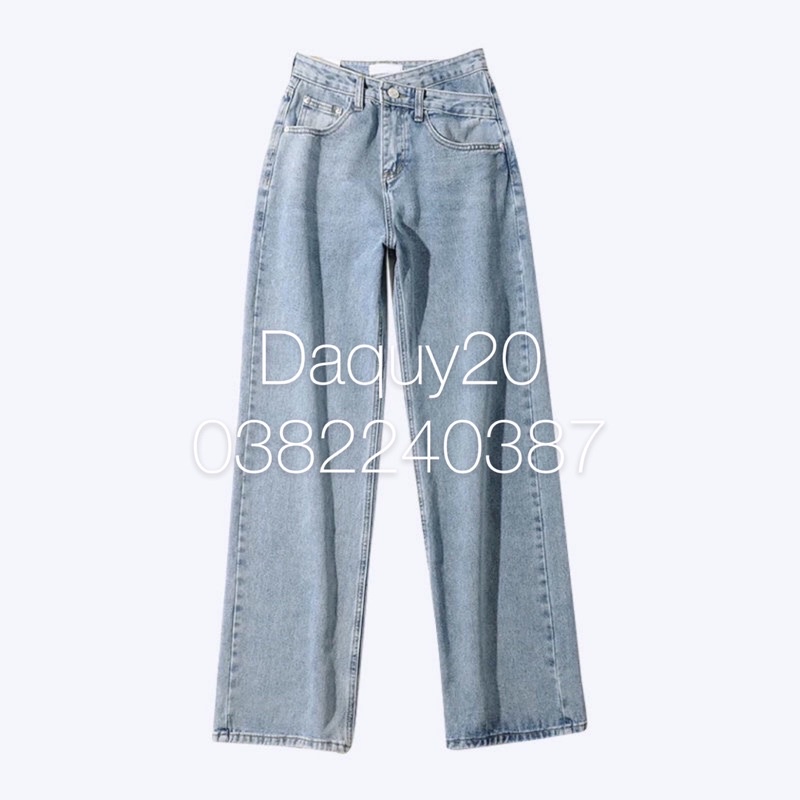 [JEANS]quần bò xuông  cullot cạp cách điệu ⚡️FREESHIP EXTRA⚡️quần jean cạp khuy lệch trẻ trung năng động