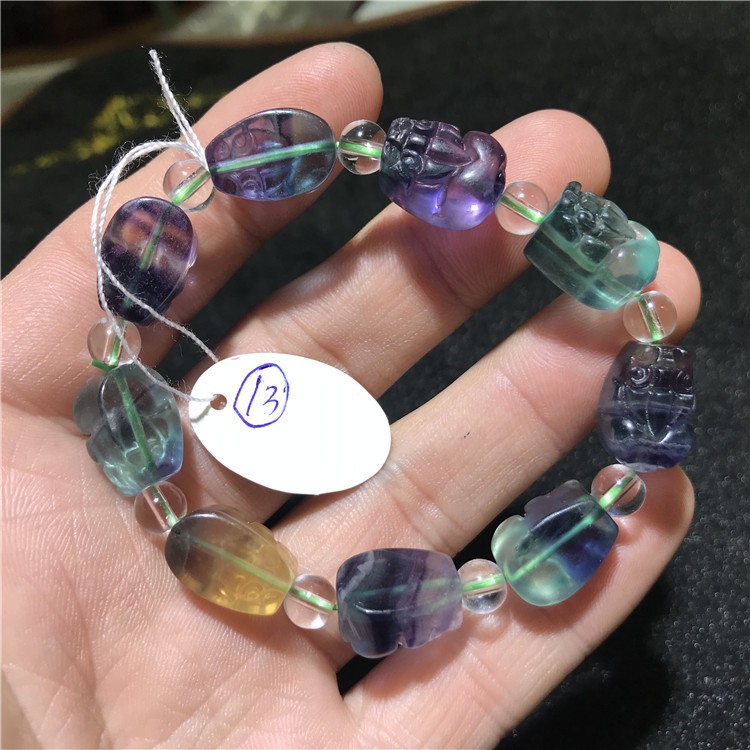 Vòng Tay Chuỗi Hạt Đá Fluorite Tự Nhiên Màu Sắc Độc Đáo