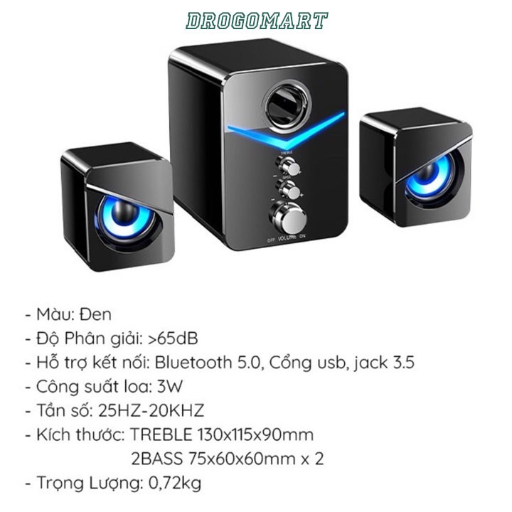 Loa vi tính để bàn MC D221 SUPER BASS cực đã,Có LED,Loa máy tính cao cấp cho laptop, Pc, Điện thoại