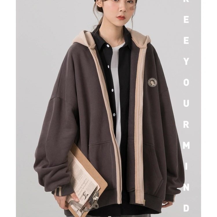 [Có ảnh thật] ÁO KHOÁC NỈ BÔNG CÓ MŨ PHA MÀU G263 | BigBuy360 - bigbuy360.vn