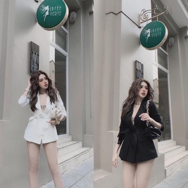 [Mã WASTMAY giảm 15% tối đa 30K đơn 150K] BÁN SỈ ÁO VEST ĐEN TRẮNG KÈM ĐAI CHO NỮ