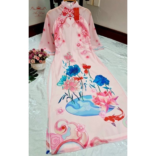 🥰 Áo dài tơ óng cao cấp đẹp kết hoa nổi cầu kì sang chảnh hàng thiết kế