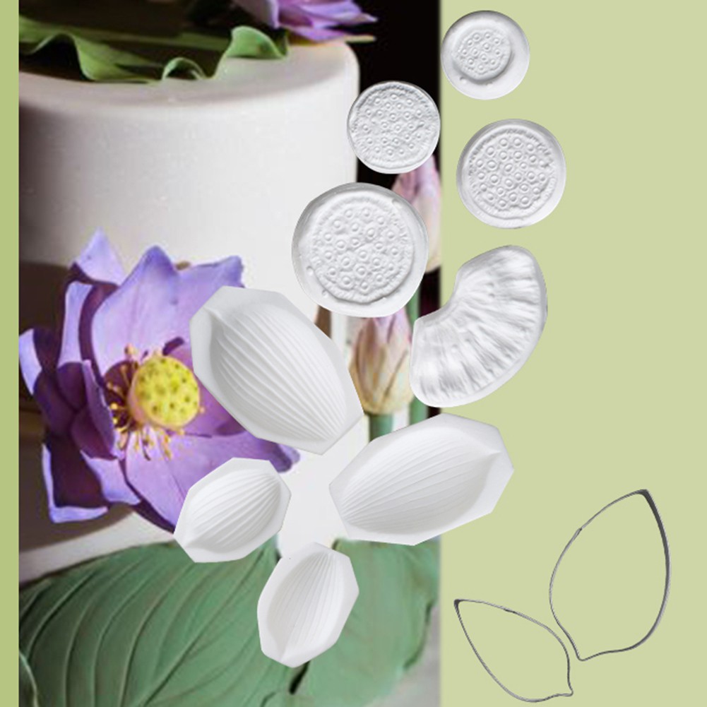 Kalaien Khuôn silicone Tạo Hình Lá Sen Trang Trí Bánh