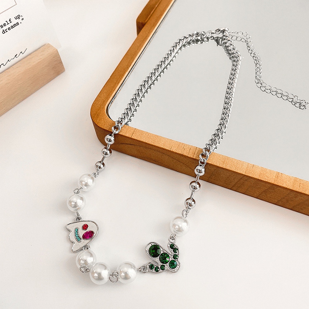 Aaron1 Dây Chuyền Choker Mặt Chữ Đính Ngọc Trai Thời Trang Cho Nam Nữ
