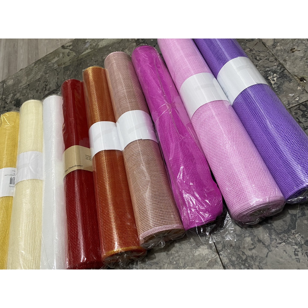 Lưới cứng trơn bó hoa thời thượng, cuộn lưới thô gói hoa, trang trí, decor