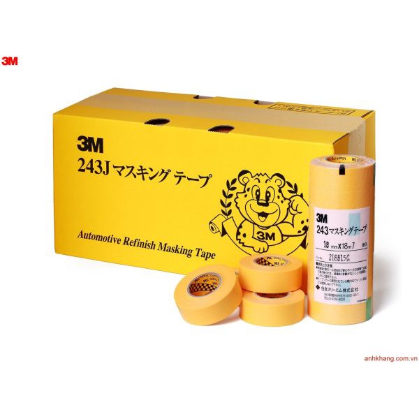 Băng keo giấy 3M 243J che sơn Masking Tape 20mm x18m