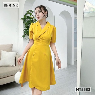 Đầm cổ vest eo xếp ly BEMINE MT5583