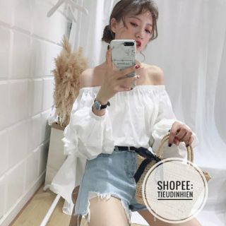 Áo trễ vai tay phồng (ảnh thật kế) R61