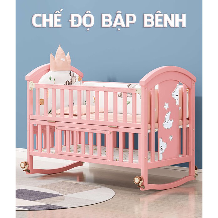 Nôi cũi cho bé sơ sinh Chilux Peace Pink - Đa năng 6 chế độ - Sản xuất tại Việt Nam, chất lượng quốc tế