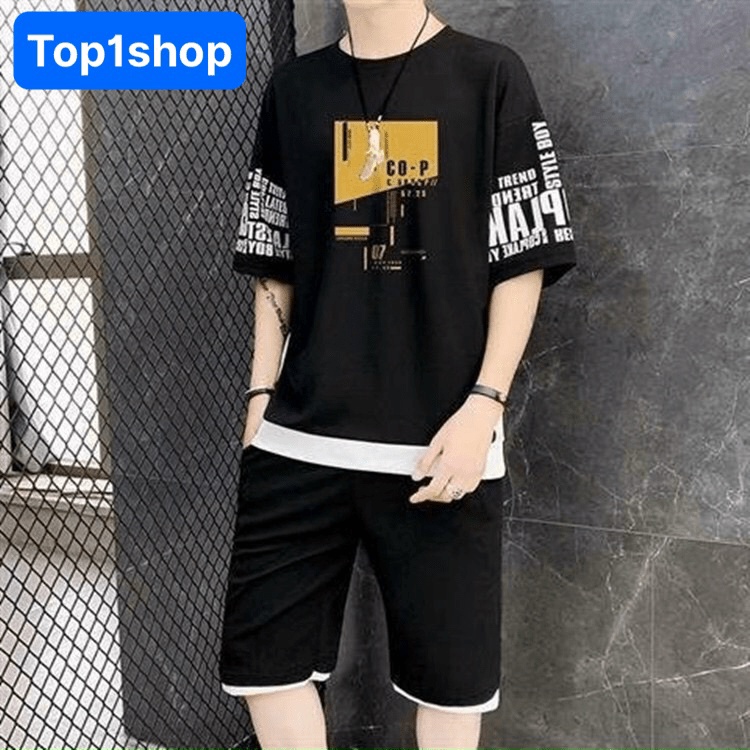 Đồ bộ nam Co-p 07 thể thao mặc nhà mùa hè siêu mát gồm áo thun và quần short đùi có túi tiện lợi Unisex bigsize nam nữ t
