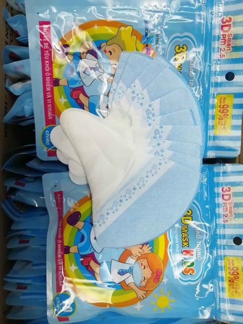 (Túi 10c) Khẩu trang 3D 4 lớp trẻ em Tulip - Việt Nam