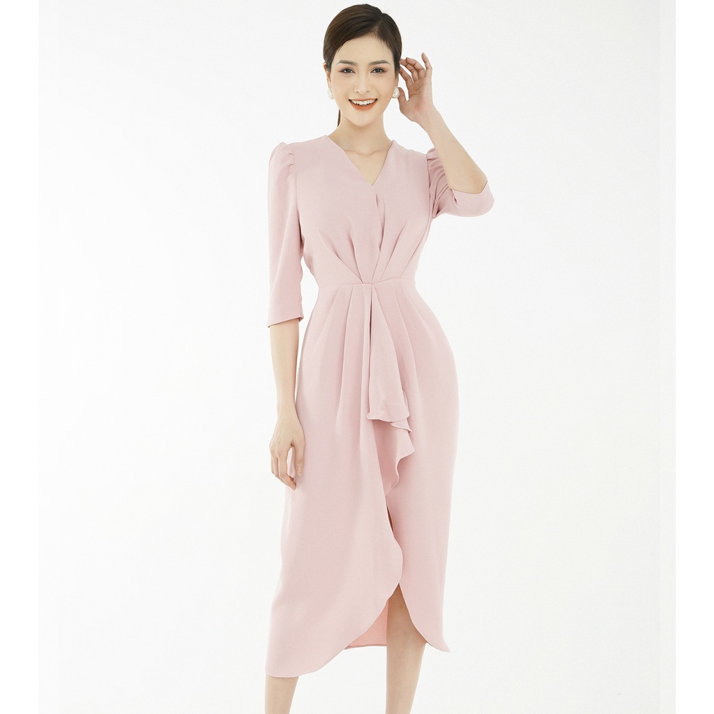 Đầm dài tay hồng DD34-12 SIXDO