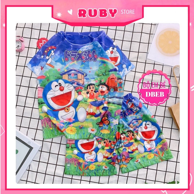 Đồ bộ Unisex Doremon Kityy siêu cưng SIZE ĐẠI (35KG - 57KG) chất thun mịn mát ❤️ Set mặc gia đình DBRBD