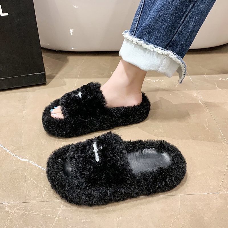 Dép Bông Đi Trong Nhà Đế Dày Chống Trượt Phong Cách Thu Đông Dễ Thương Cho Nữ