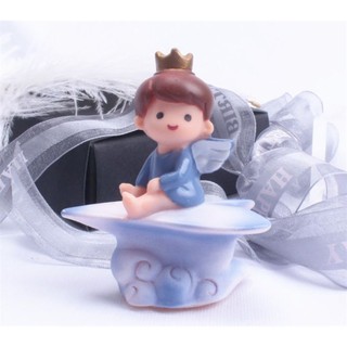 Trang trí cậu bé cưỡi máy bay giấy xanh nhựa - Phụ kiện trang trí bánh sinh nhật