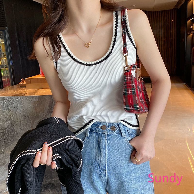 Áo Hai Dây Dệt Kim Thời Trang Mùa Hè Hàn Quốc Cho Nữ